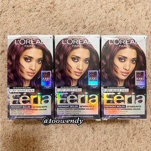 3 L'Oreal Paris Feria Midnight Bold Hair Color M20 Orchid Glow